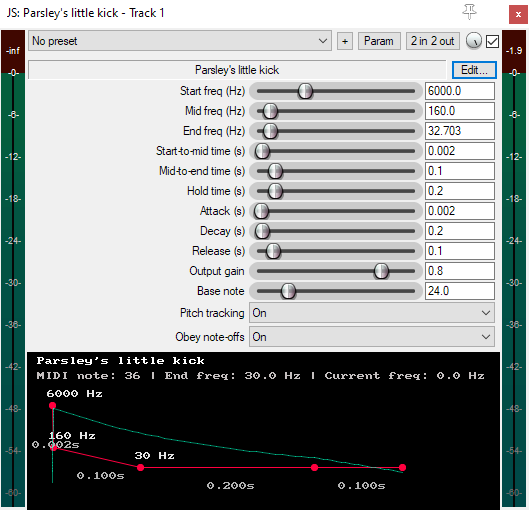 Screenshot of Parsley’s little kick, a REAPER plugin